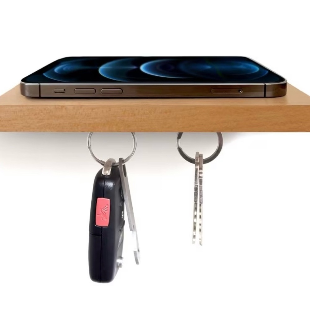 Wooden Shelf with Magnetic Key Holder